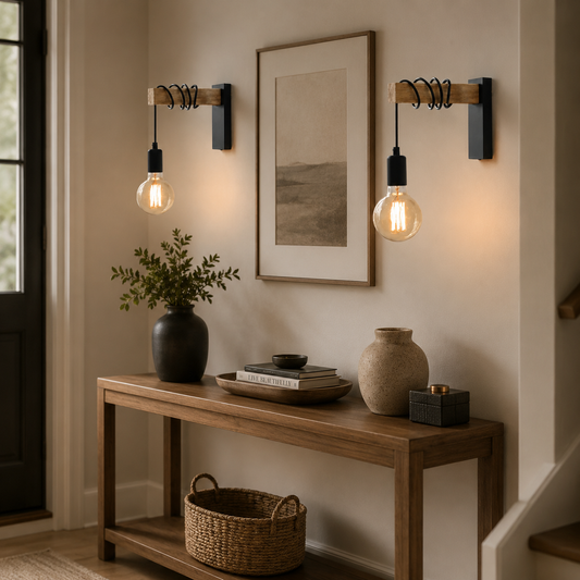Aplique de Pared Interior Industrial con Madera para Dormitorio y Salón - imagen 1