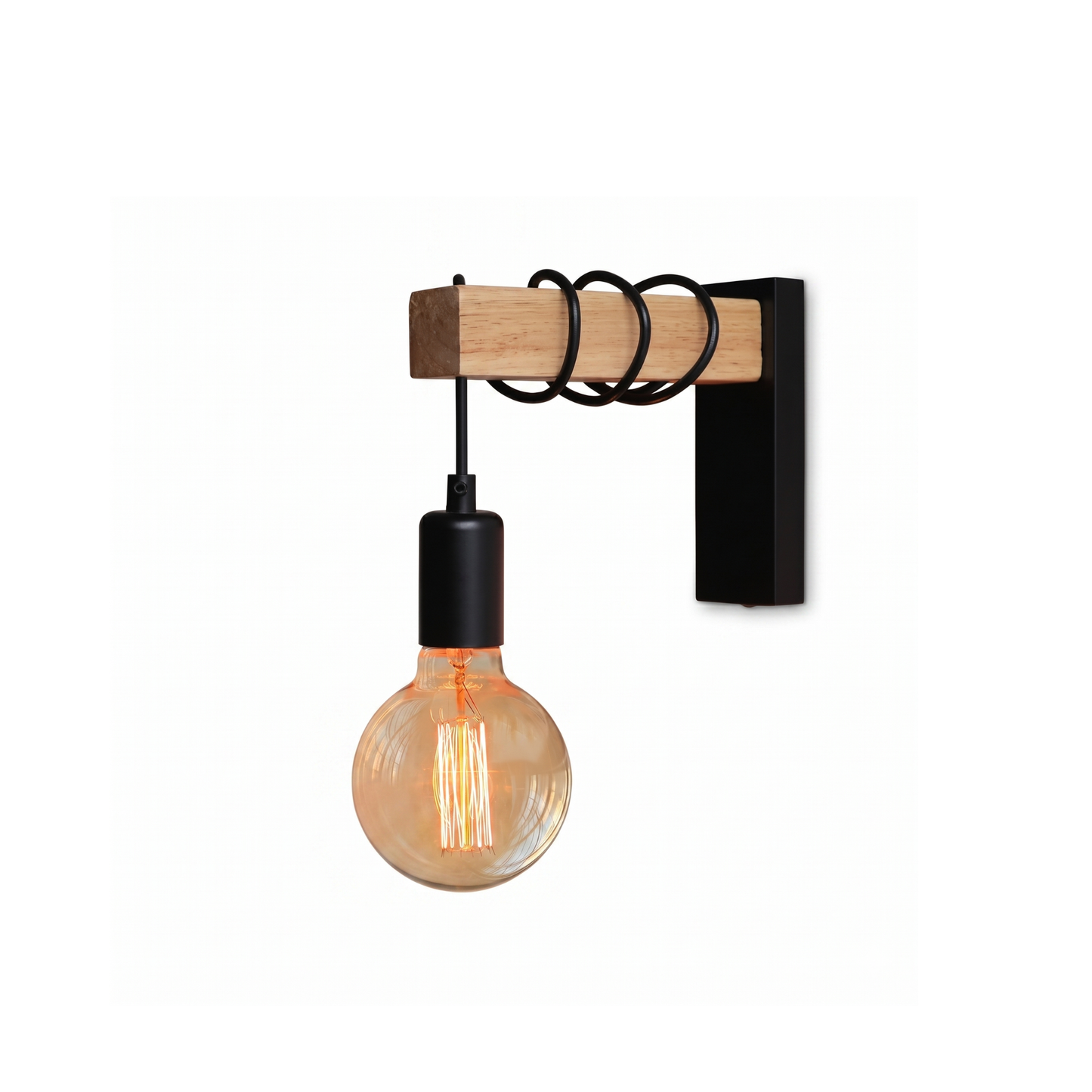 Aplique de Pared Interior Industrial con Madera para Dormitorio y Salón - imagen 4