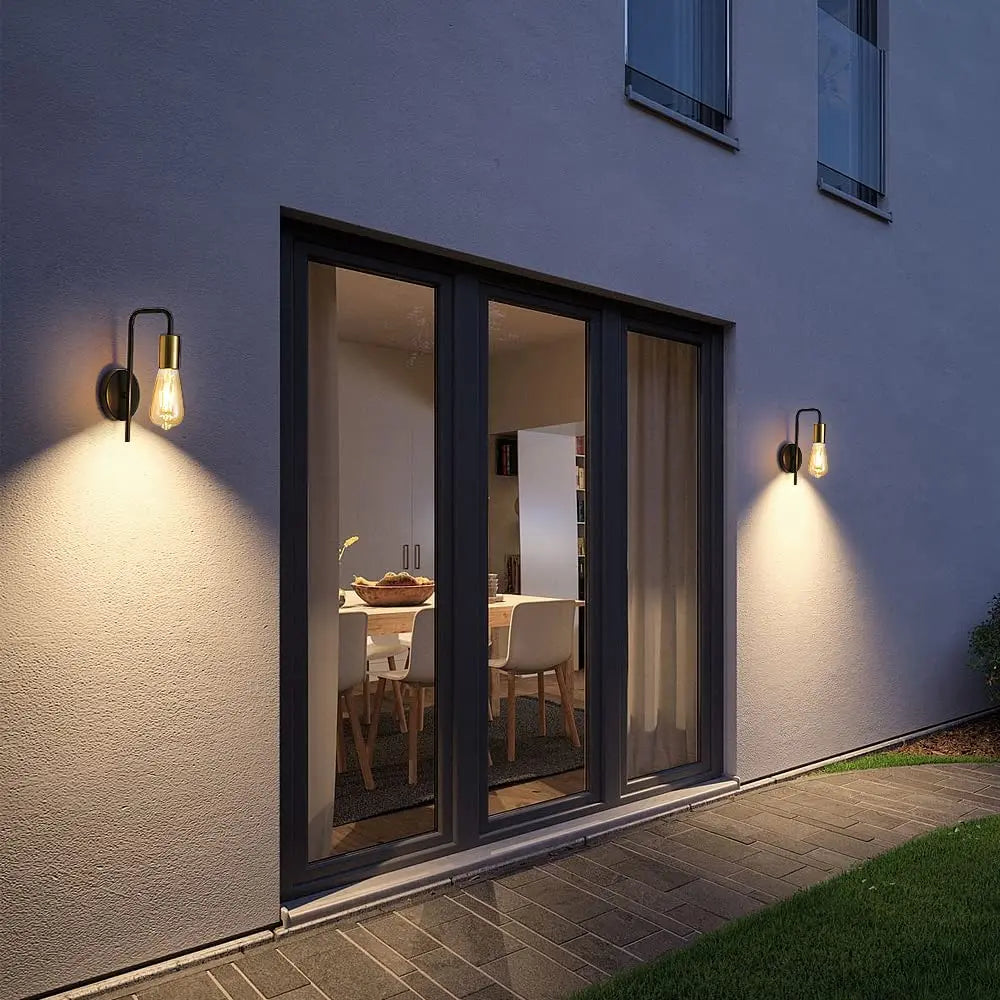 Aplique de Pared Interior Industrial Negro y Dorado para Dormitorio - imagen 1