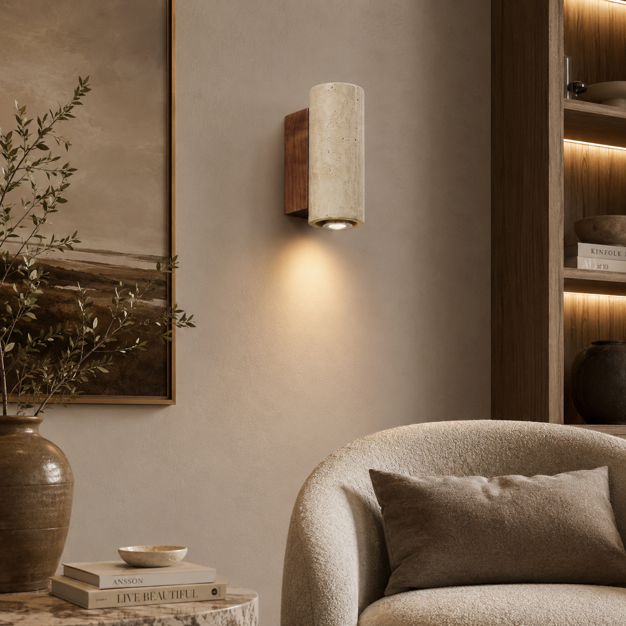 Aplique de Pared Interior de Travertino para Dormitorio y Pasillo - imagen 1