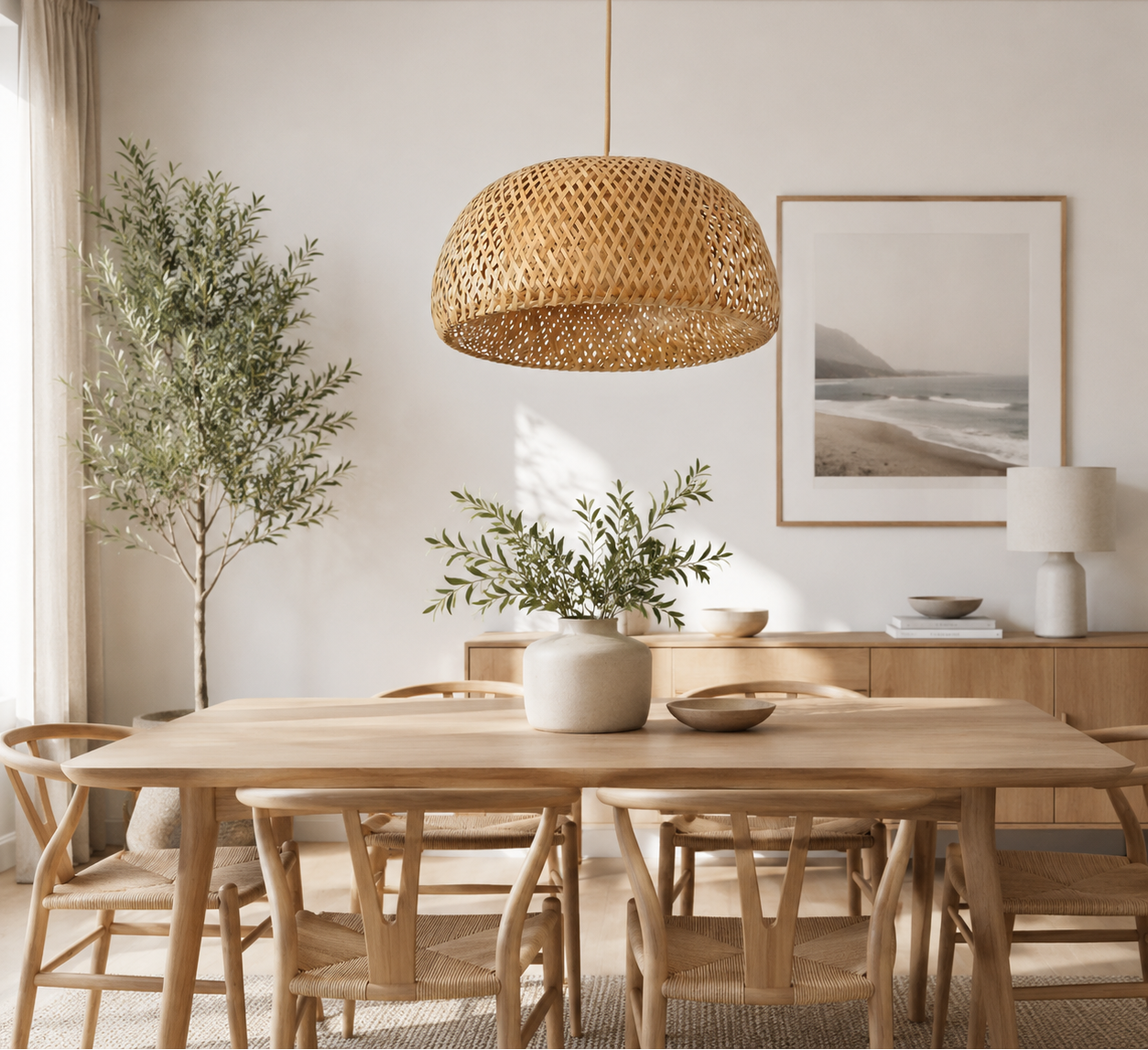 Lámpara Colgante de Bambú Natural para Salón, Comedor y Dormitorio - imagen 1