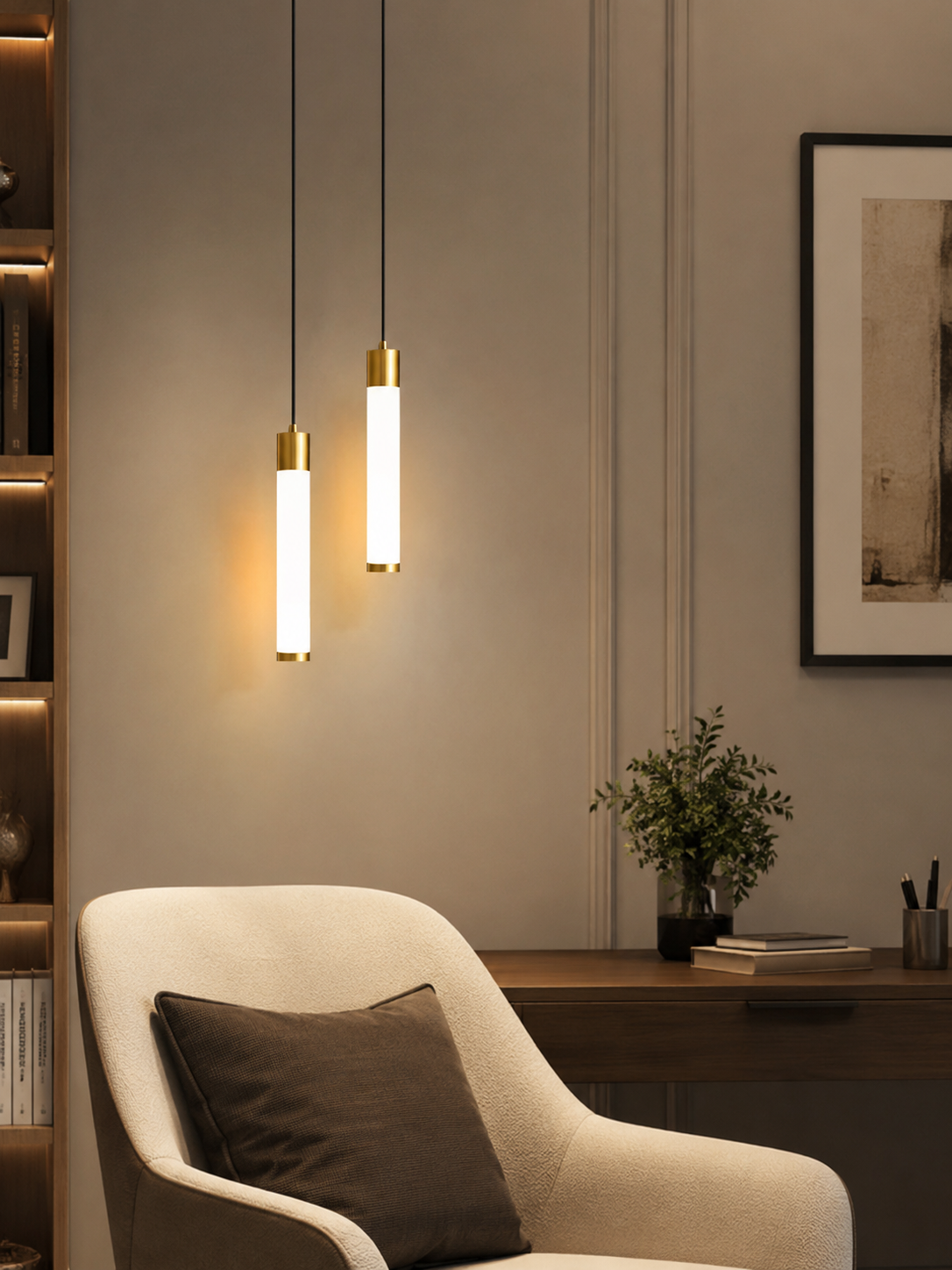 Lámpara Colgante LED de Dos Luces para Dormitorio y Mesita de Noche - imagen 2