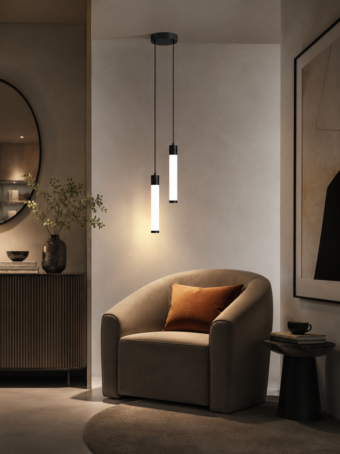 Lámpara Colgante LED de Dos Luces para Dormitorio y Mesita de Noche - imagen 4