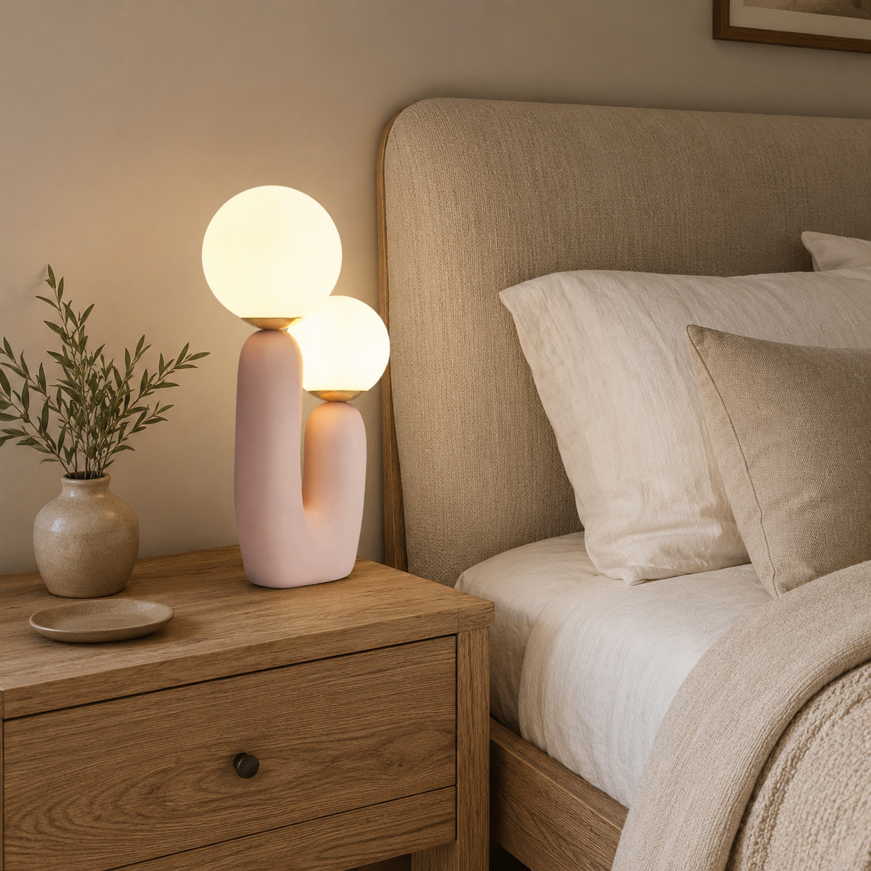 Lámpara de mesa decorativa con doble esfera - imagen 1