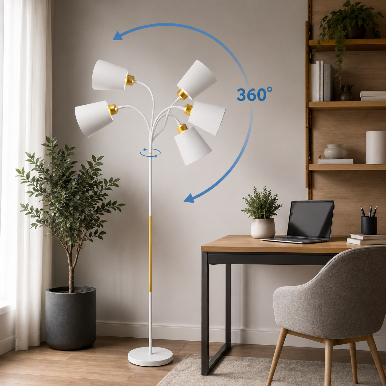 Lámpara de pie para dormitorio con foco orientable - imagen 2